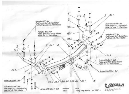 Фаркоп Imiola для SsangYong Rexton (2008-2012) № S.051