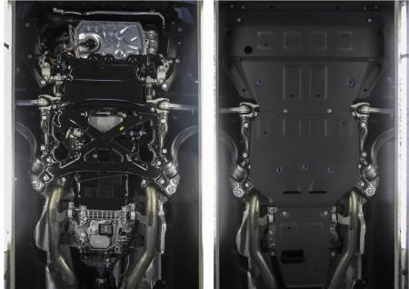 Защита двигателя, КПП и раздаточной коробки для Porsche Cayenne (2017-2025) черная, 3 части № K333.4615.1