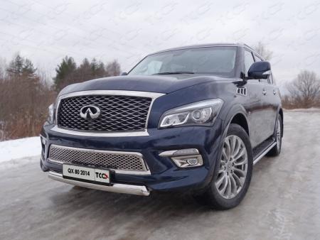 Защита передняя нижняя (овальная) 75х42 мм INFINITI QX 80 2014-2018 арт. INFQX8014-01