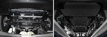 Защита радиатора, двигателя, КПП и раздаточной коробки для Mercedes G-Class (2018-2025) черная, 4 части № K333.3951.1