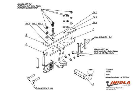 Фаркоп Imiola для Nissan Pathfinder R51 (2004-2014) № N.030
