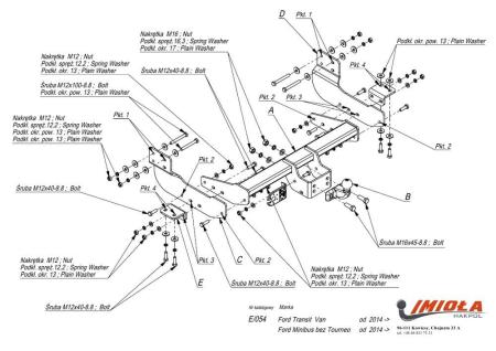 Фаркоп Imiola усиленный для Ford Transit (2014-2024) № E.054