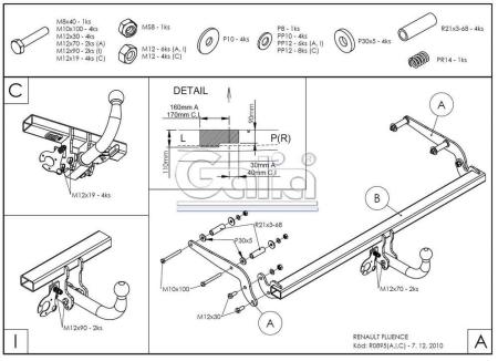 Фаркоп Galia для Renault Fluence седан (2010-2017) № R089A