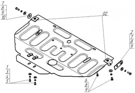 Защита двигателя, радиатора для Subaru Forester (1997-2002) № 52205