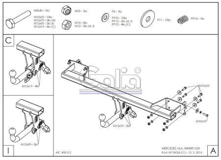 Фаркоп Galia для Mercedes GLA-Class (2014-2017) № M134C