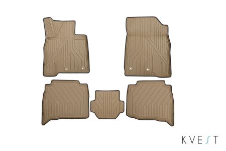 Коврики в салон 3D Kvest для Toyota Land Cruiser 200 (2015-2021) бежевые № KVESTTYT00001Kb1