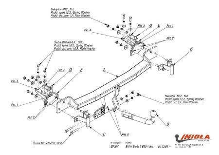 Фаркоп Imiola для BMW 5-Серия (E39) седан (1995-2003) № B.004