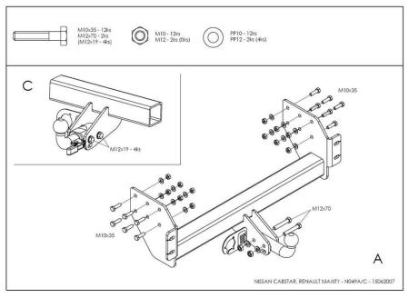 Фаркоп Galia для Nissan Cabstar (2006-2016) № N049A