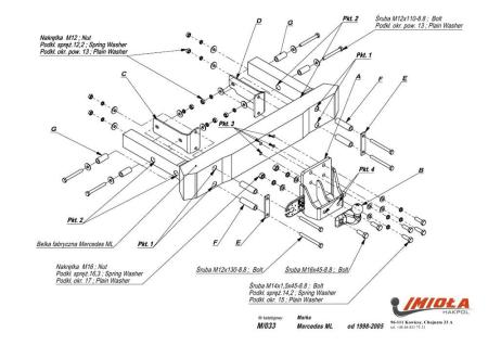 Фаркоп Imiola для Mercedes M-Class для авто с запаской снизу (1998-2005) фланцевое крепление № M.033