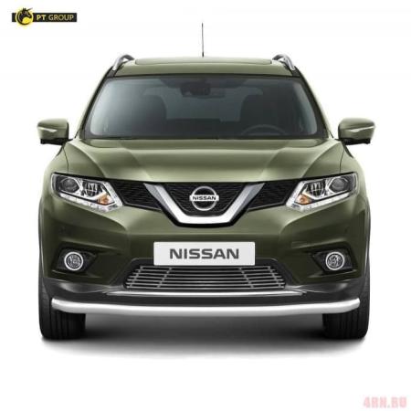 Накладка на решетку бампера (без парктроника) 10 мм для Nissan X-Trail (2015-2022) № 8081001