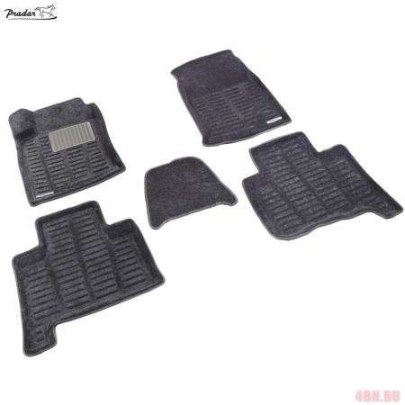 Коврики салона Pradar 3D текстильные серые для Toyota Land Cruiser Prado 120 (2004-2009) № SI 09-00183