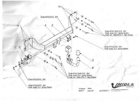 Фаркоп Imiola быстросъемный для на Audi Q7 (2015-2024) № A.A17