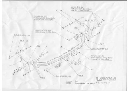 Фаркоп Imiola для Renault Espace (2003-2014) твердое крепление № R.034