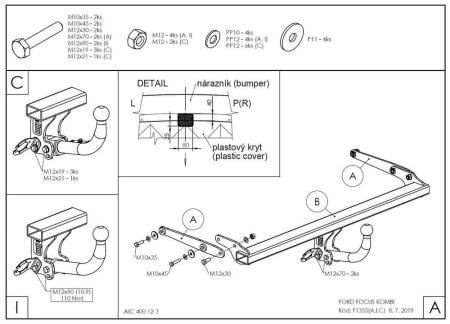 Фаркоп Galia для Ford Focus 4 универсал (2018-2024) № F135A