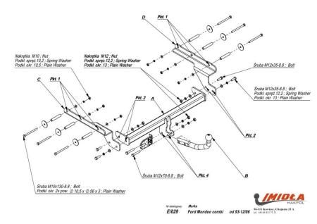 Фаркоп Imiola для Ford Mondeo универсал (2000-2006) № E.028