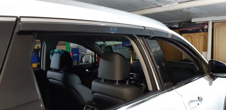 Дефлекторы боковых окон Fresh Wind для Hyundai Santa Fe (2018-2023) с нержавеющим молдингом № BHYSF1823