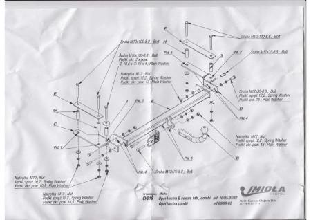 Фаркоп Imiola для Opel Vectra B хэтчбек, седан, универсал (1995-2002) № O.018