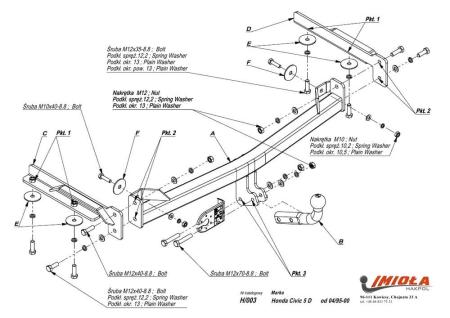 Фаркоп Imiola для Honda Civic хэтчбек 5дв. (1995-2000) № H.003