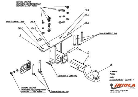 Фаркоп Imiola под квадрат для Nissan Pathfinder R51 (2004-2014) № N.202