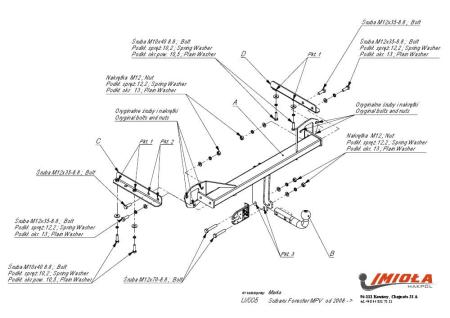 Фаркоп Imiola для Subaru Forester (2008-2013) № U.005