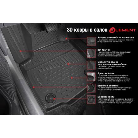 Коврики 3D салона для Москвич 3 (2022-2025) № ELEMENT3DA67535210K