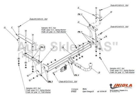 Фаркоп для Opel Omega универсал (1986-2003) № O.022