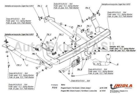 Фаркоп Imiola для Fiat Scudo (1994-2006) № P.016
