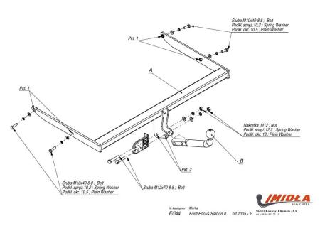 Фаркоп Imiola для Ford Focus 2 седан (2005-2011) № E.044