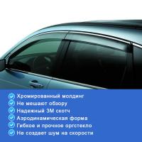 Дефлекторы боковых окон Cobra для Toyota Corolla седан (2013-2018) с хромированным молдингом № T27313CR