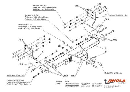 Фаркоп Imiola усиленный для Mercedes Sprinter (W906) фургон (со ступенькой) (2006-2018) № M.031