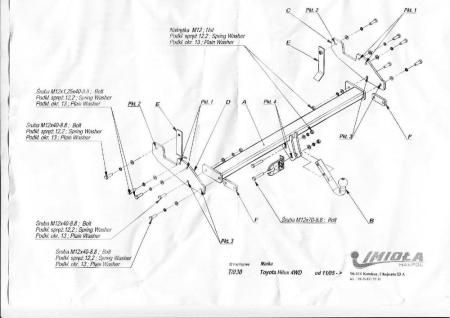 Фаркоп Imiola для Toyota Hilux (колеса 15") (2005-2008) № T.030
