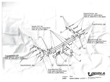 Фаркоп Imiola Subaru Outback (2015-2020) № U.009