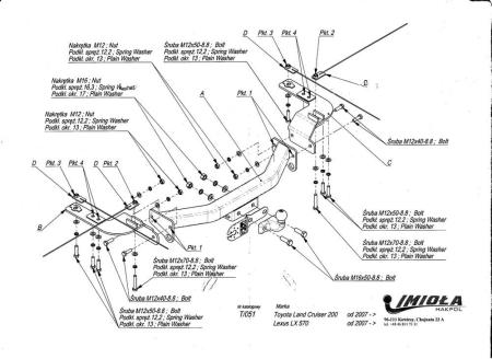 Фаркоп Imiola усиленный для Lexus LX 570 (2007-2015) № T.051