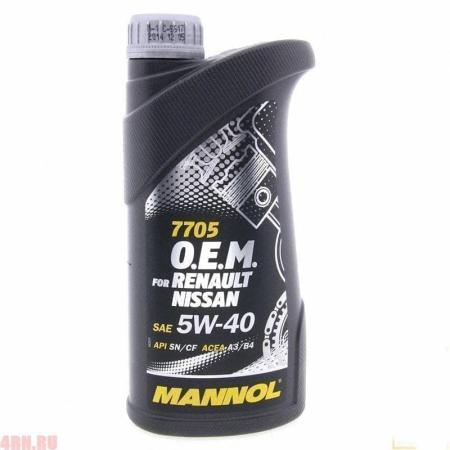 Масло MANNOL O.E.M. for Renault Nissan 5W40 моторное синтетическое 1л артикул 1088