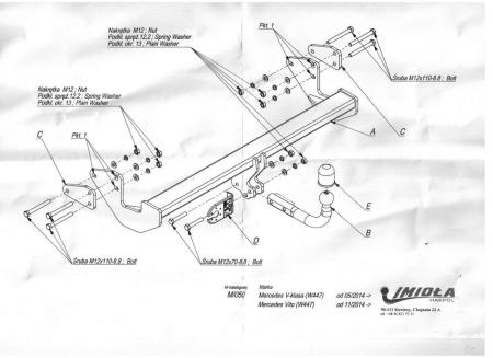 Фаркоп Imiola для Mercedes Vito (W447) (2014-2024) № M.050