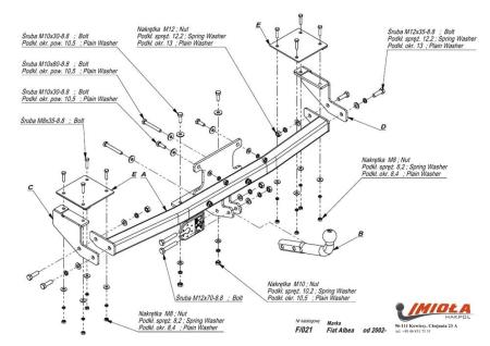 Фаркоп Imiola для Fiat Albea седан (2002-2012) № F.021