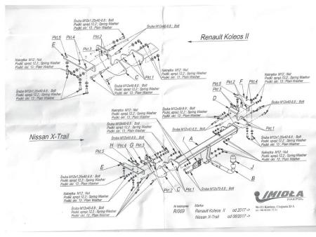 Фаркоп Imiola для Renault Koleos (2017-2024) твердое крепление № R.069