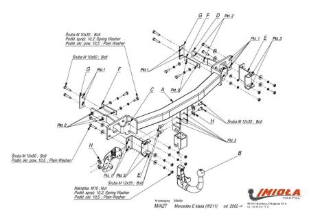 Фаркоп Imiola быстросъемный для Mercedes E-Class (W211) седан (2002-2009) № M.A27