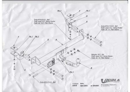 Фаркоп Imiola для Opel Zafira A (1999-2005) № O.019