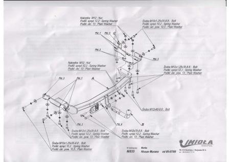 Фаркоп Imiola для Nissan Murano Z50 (2005-2008) № N.035