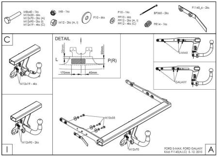 Фаркоп Galia для Ford Galaxy (2006-2015) № F114A