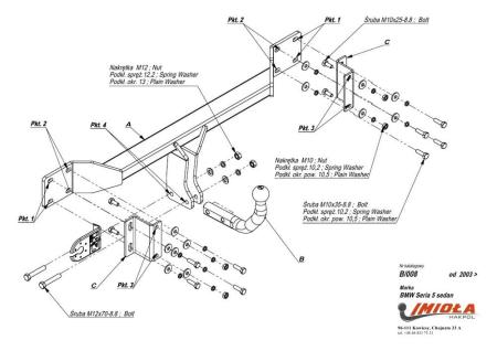 Фаркоп Imiola для BMW 5-Серия (E60/E61) седан, универсал (искл. M-5) (2004-2010) № B.008