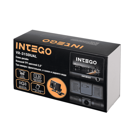Видеорегистратор INTEGO VX-315DUAL HD,3 камеры, монитор 3,9"