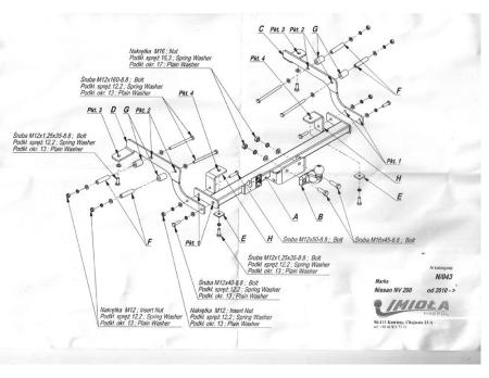 Фаркоп Imiola для Nissan NV200 (2010-2024) фланцевое крепление № N.043