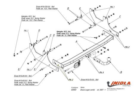 Фаркоп Imiola для Lada (ВАЗ) Largus (2012-2024) № G.003