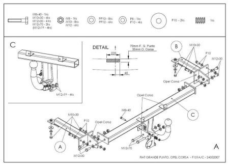 Фаркоп Galia быстросъемный для Opel Corsa D (2006-2010) № F101C