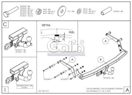 Фаркоп Galia быстросъемный для Renault Sandero (2014-2022) № D044C
