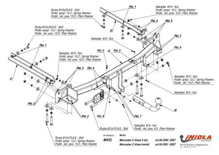 Фаркоп Imiola для Mercedes C-Class (W203/S203) седан, универсал (2000-2007) № M.032