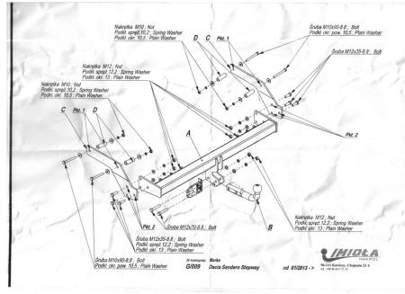 Фаркоп Imiola для Renault Sandero Stepway (2014-2022) № G.009