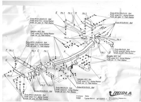 Фаркоп Imiola раборный для Toyota RAV4 (2013-2018) № T.055